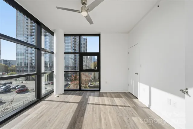 a view of hallway with windows
