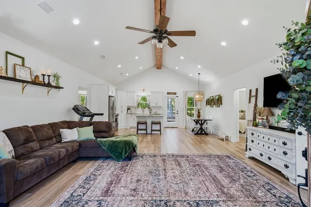a view of living room and kitchen