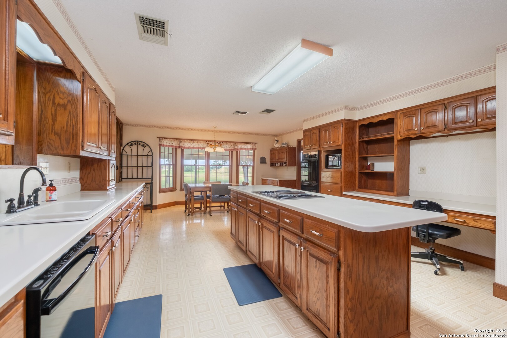 1221 Pieper Road New Braunfels, TX 78130 - Photo 11 of 43 a kitchen with counter top space a sink wooden cabinets and stainless steel appliances