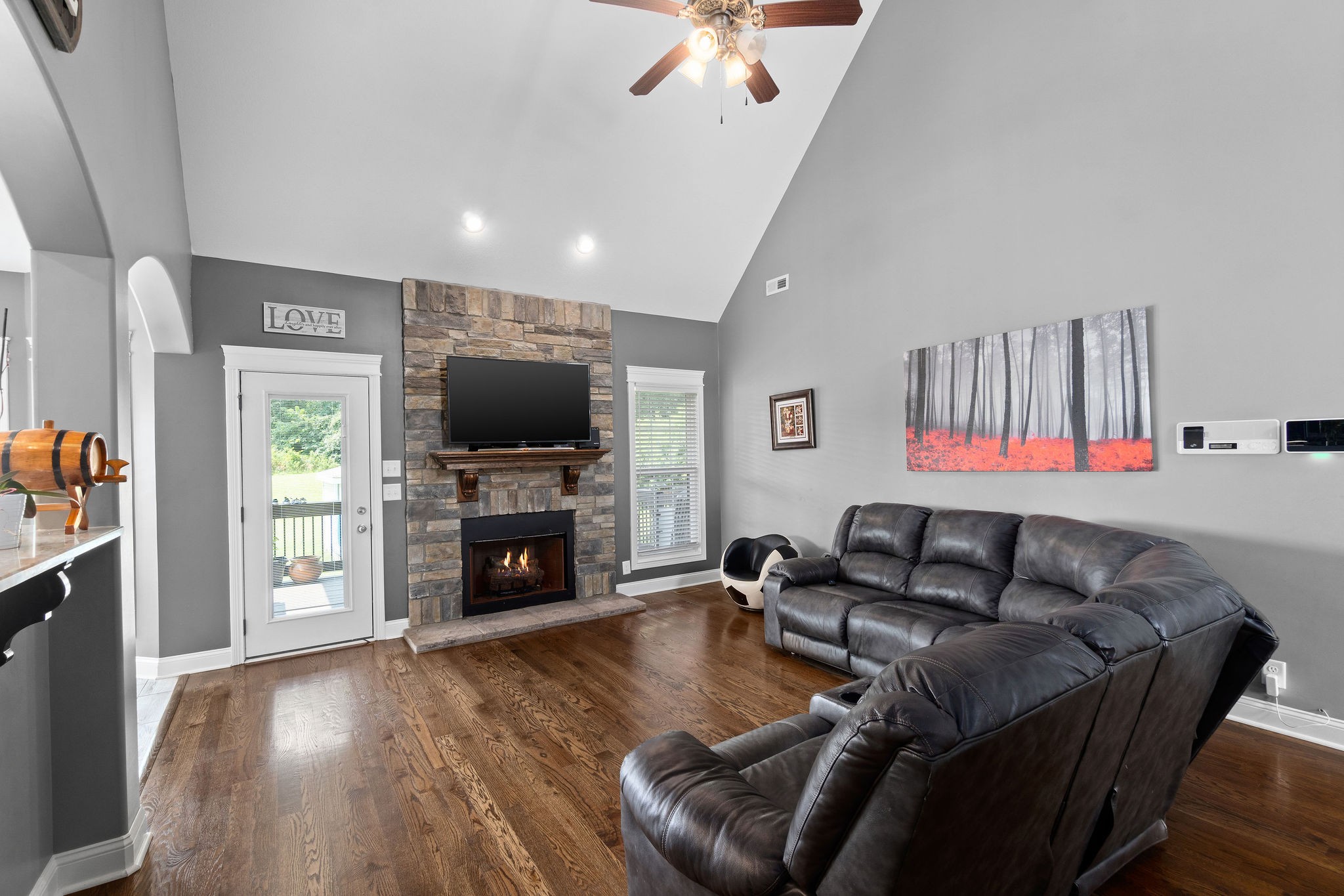 3508 Drake Road Adams, TN 37010 - Photo 8 of 35 a living room with furniture a flat screen tv and a fireplace