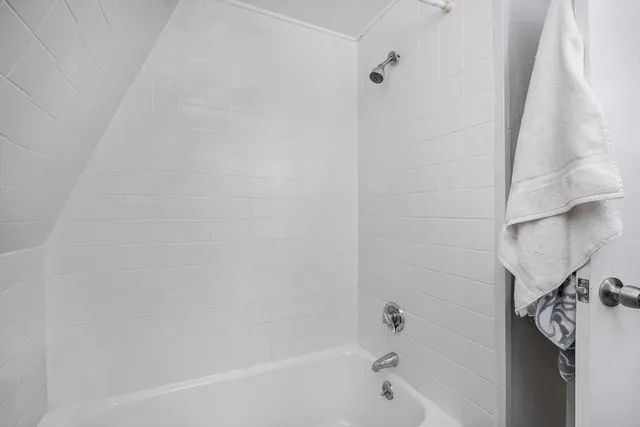 a bathroom with a bathtub