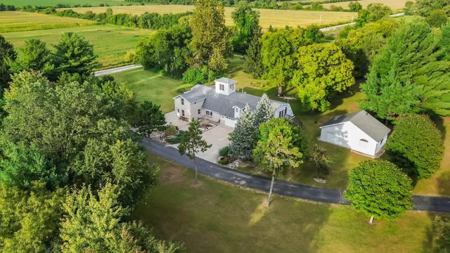 a view of an outdoor space and swimming pool