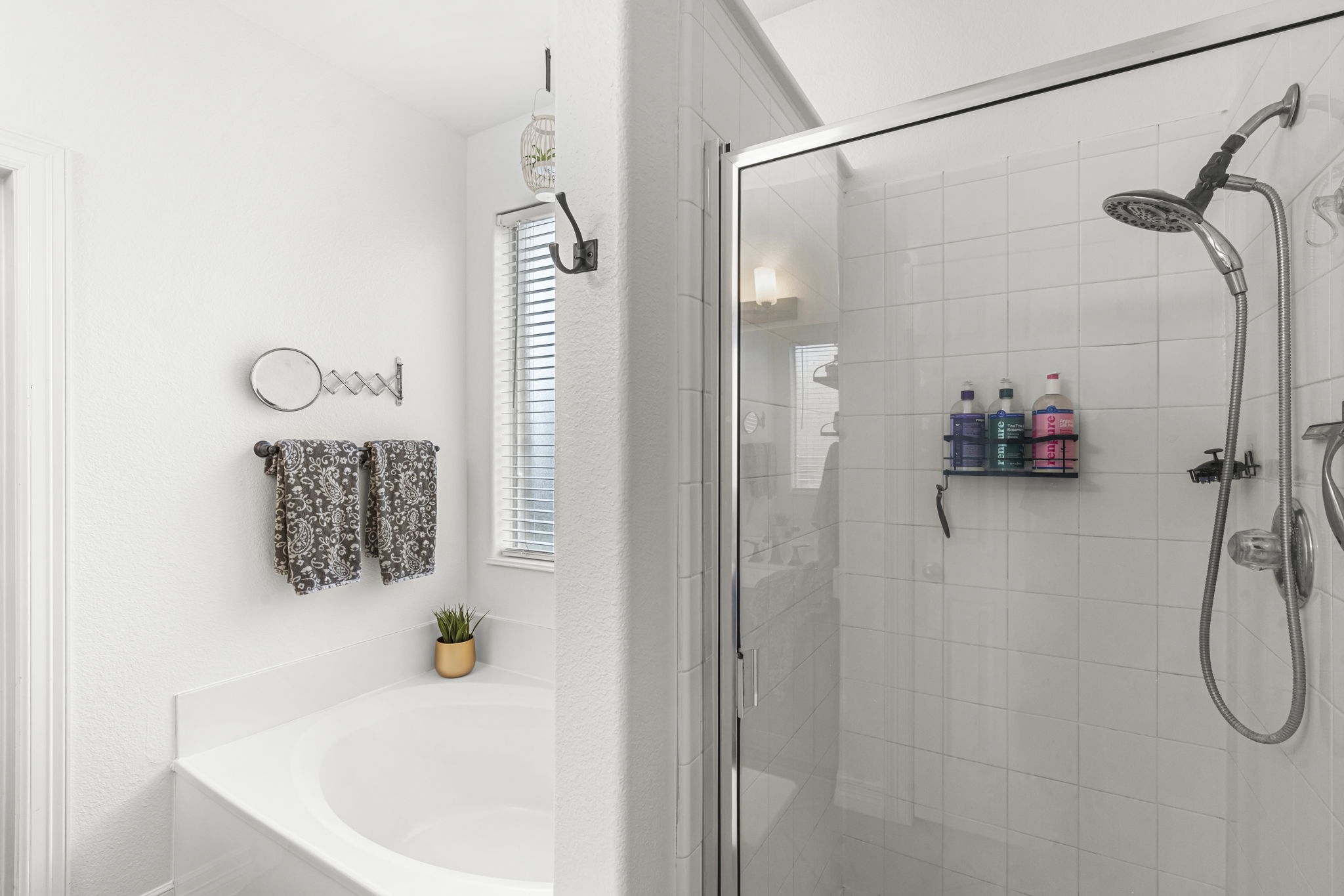 454 Fall Circle Kyle, TX 78640 - Photo 22 of 39 A deep soaking tub pairs with a tiled shower, creating a serene bathroom retreat.
