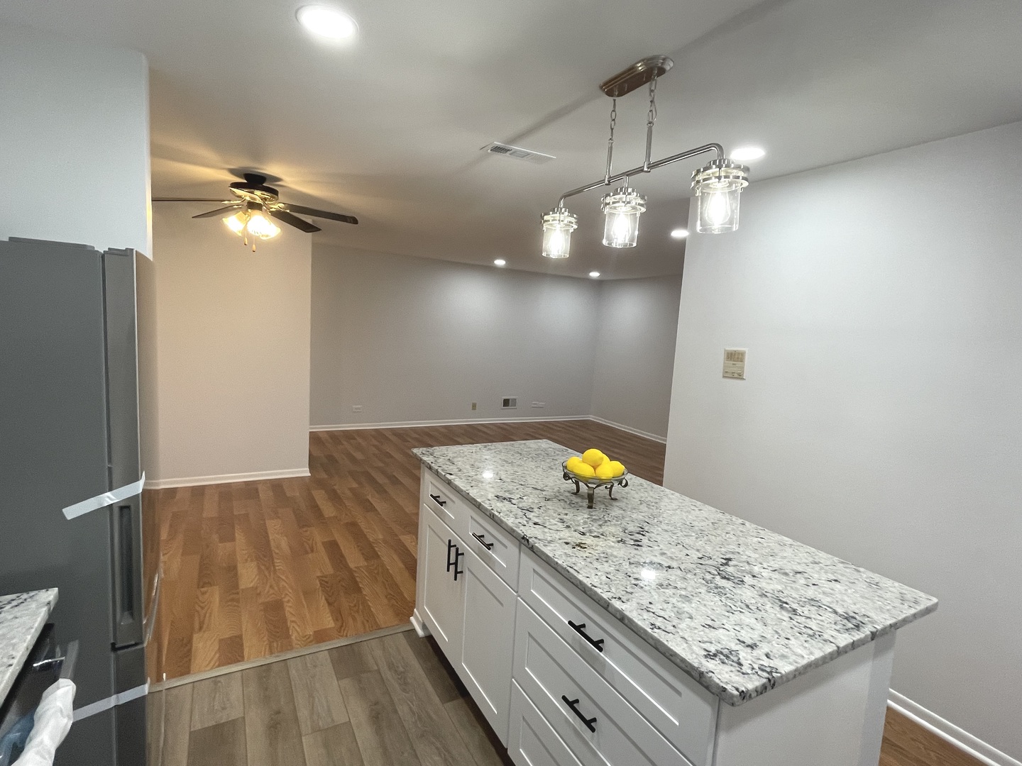 500 74th Street, Unit 102 Downers Grove, IL 60516 - Photo 5 of 21 a kitchen with kitchen island a counter top space appliances and cabinets