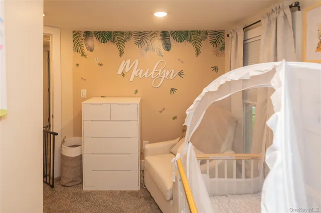 a view of a backyard with large trees