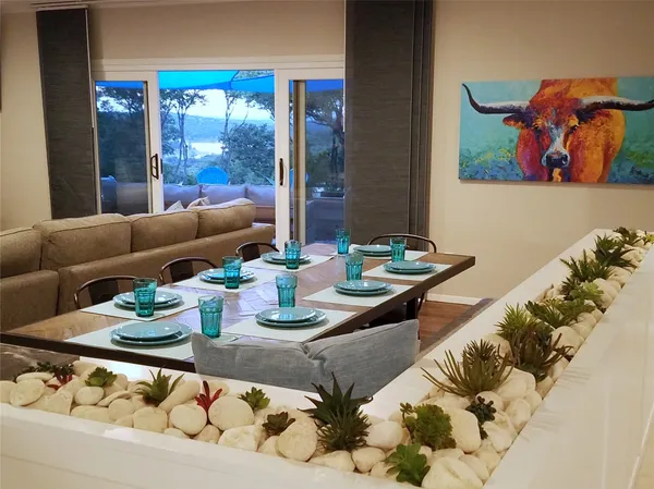 a view of outdoor sitting area with furniture