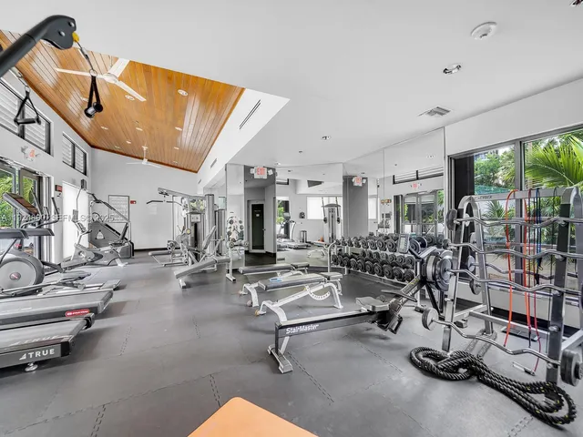 a view of a room with gym equipment