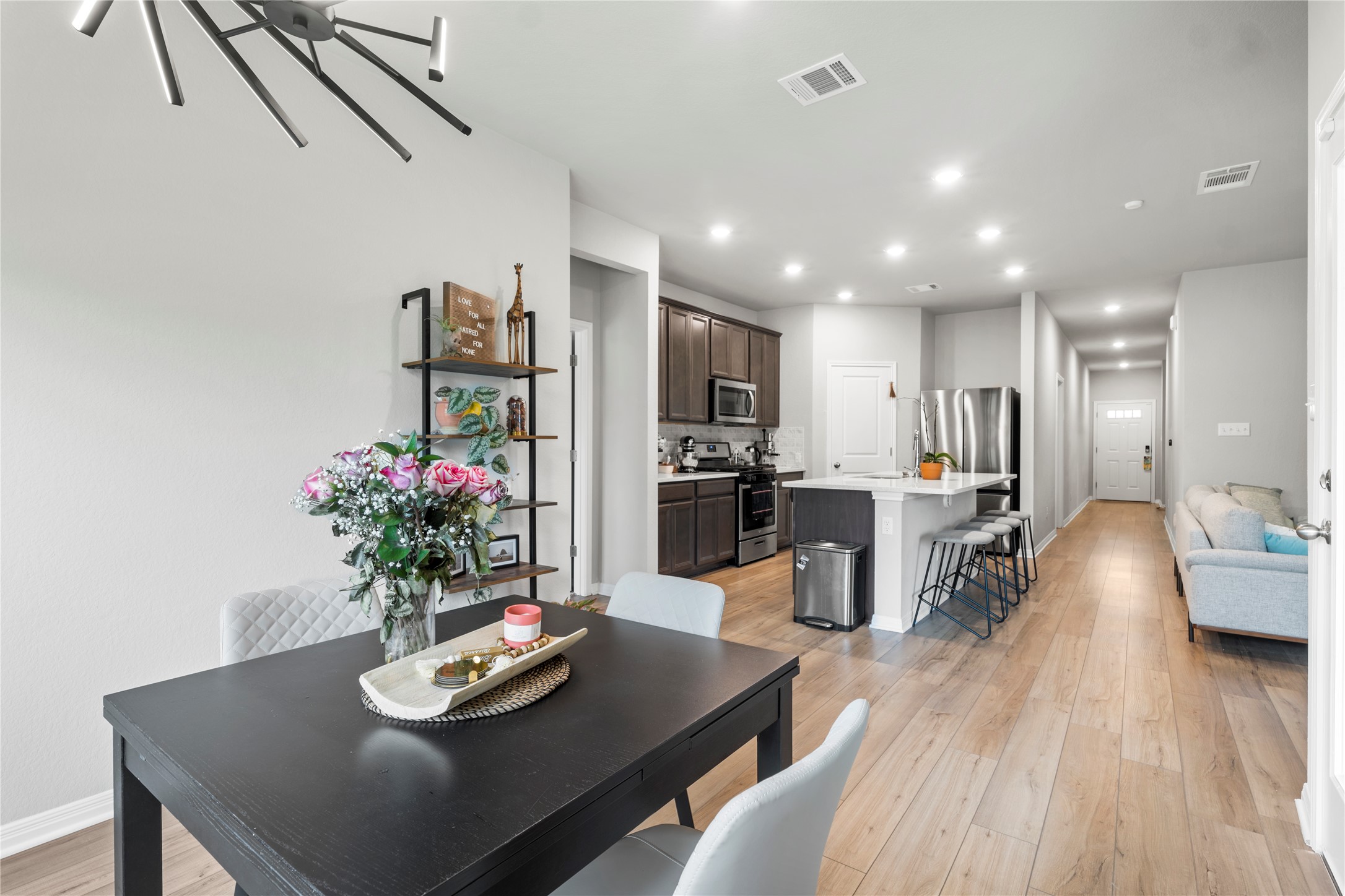 11701 Copperstone Avenue Austin, TX 78748 - Photo 12 of 29 Dining area with light wood-type flooring and recessed lighting