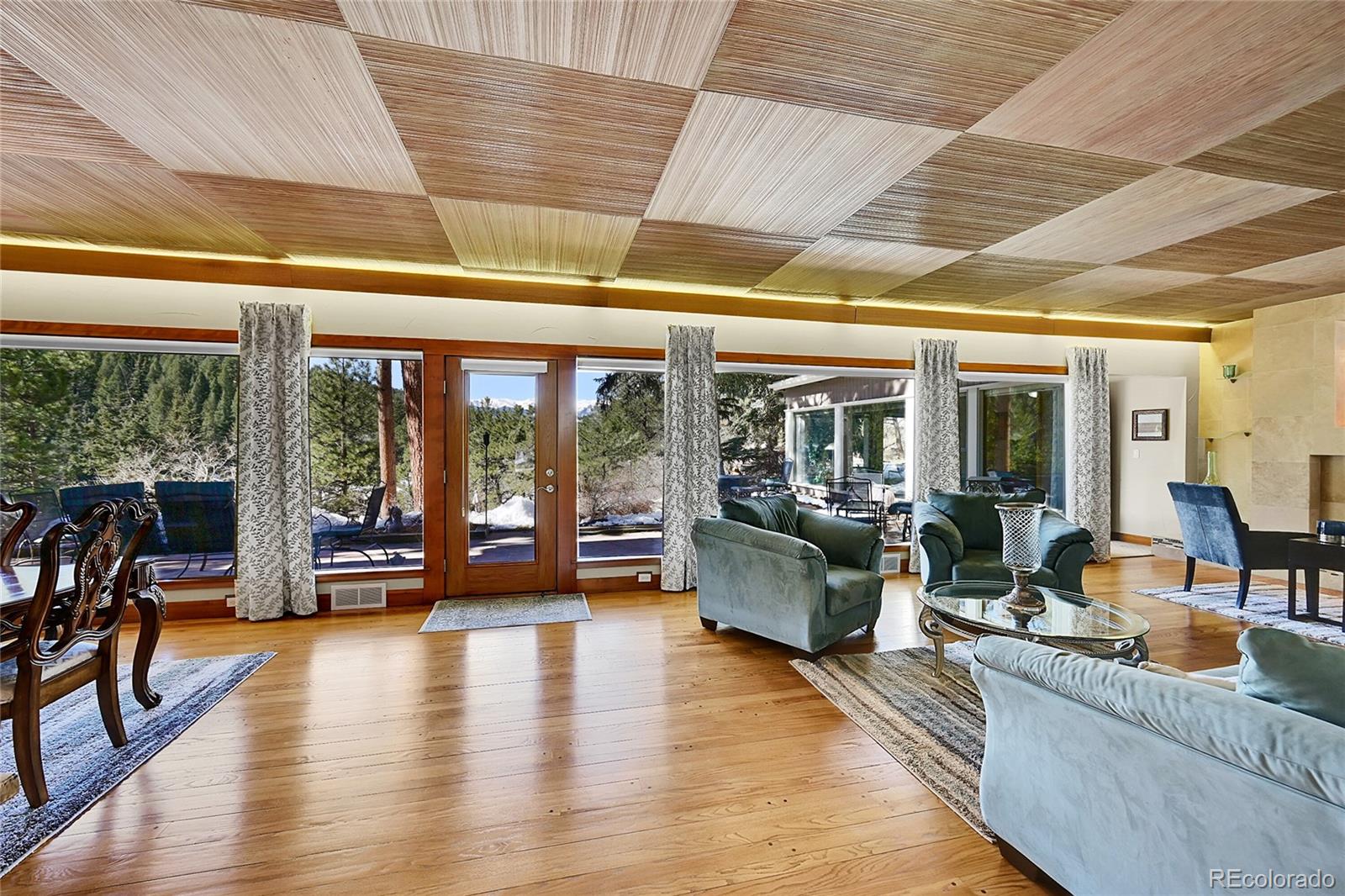 31453 Upper Bear Creek Road Evergreen, CO 80439 - Photo 7 of 22 a living room with furniture and a large window