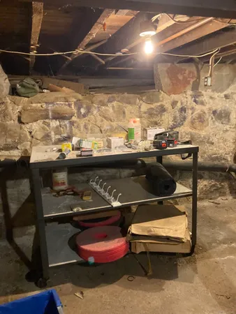 a room with table and chairs