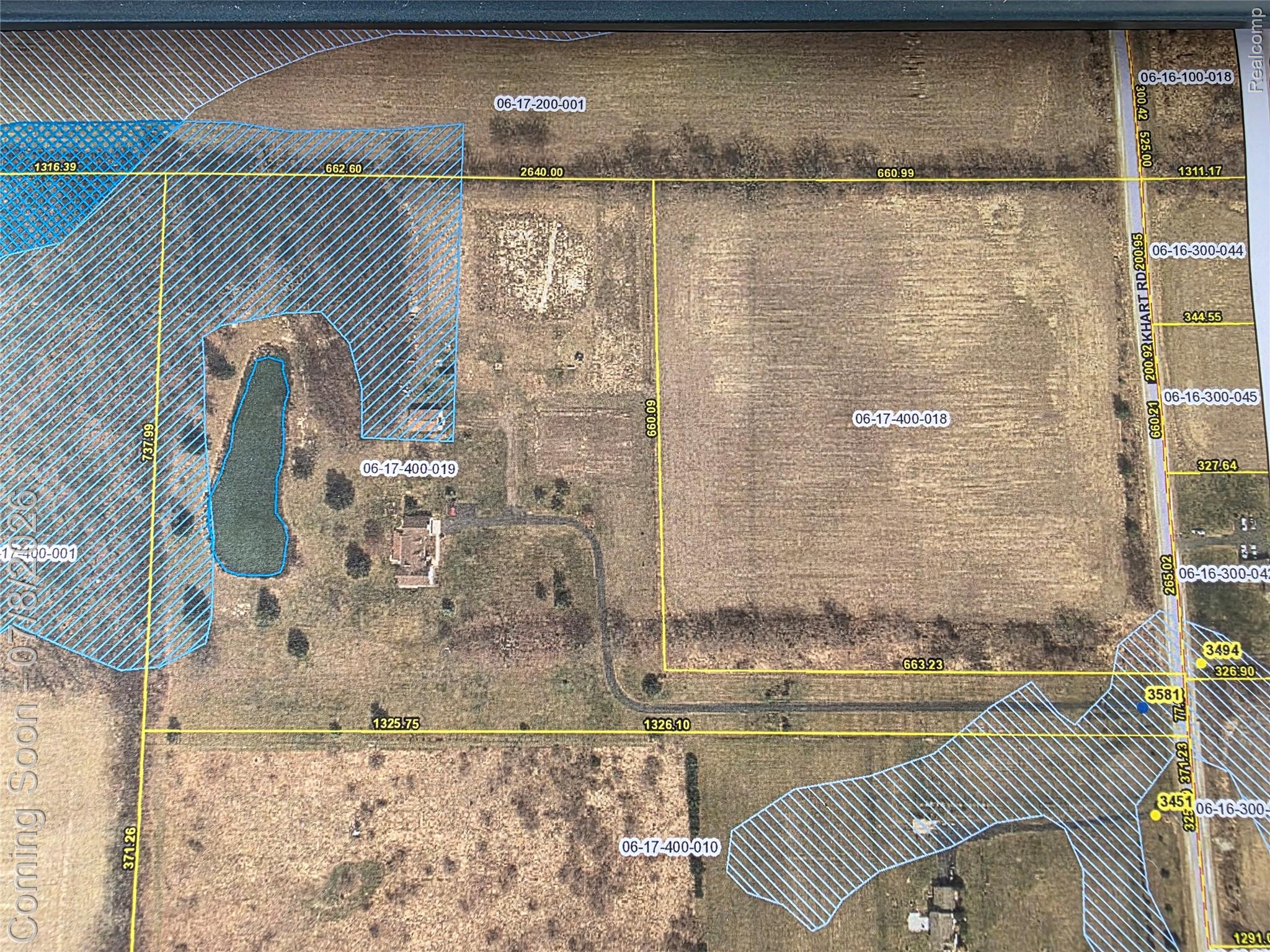 3581 North Burkhart Road Howell, MI 48855 - Photo 15 of 15 Aerial Parcel Map. Illustrating property boundaries, structures, and land features