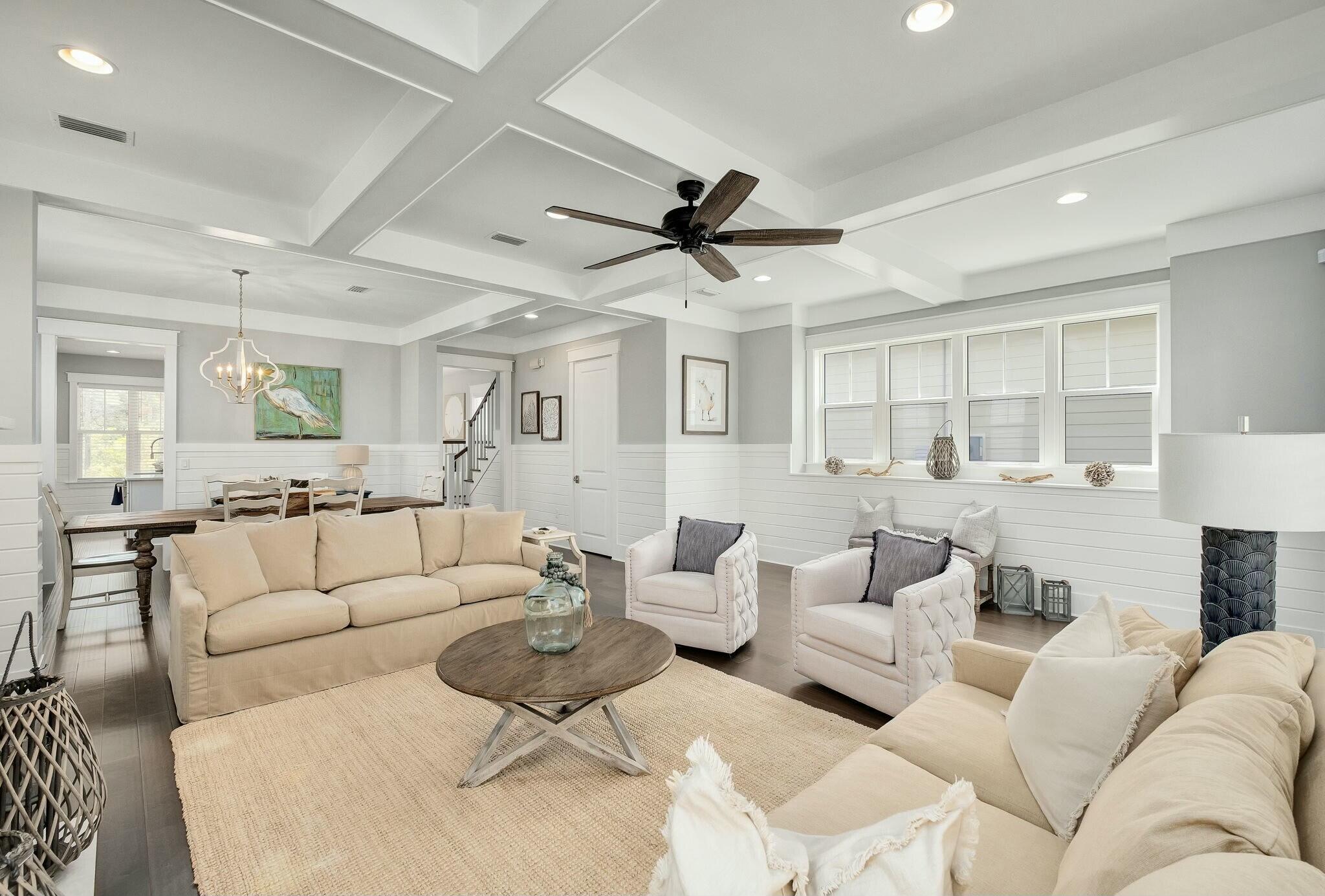 116 Prairie Pass Santa Rosa Beach, FL 32459 - Photo 6 of 59 a living room with furniture a ceiling fan and a rug