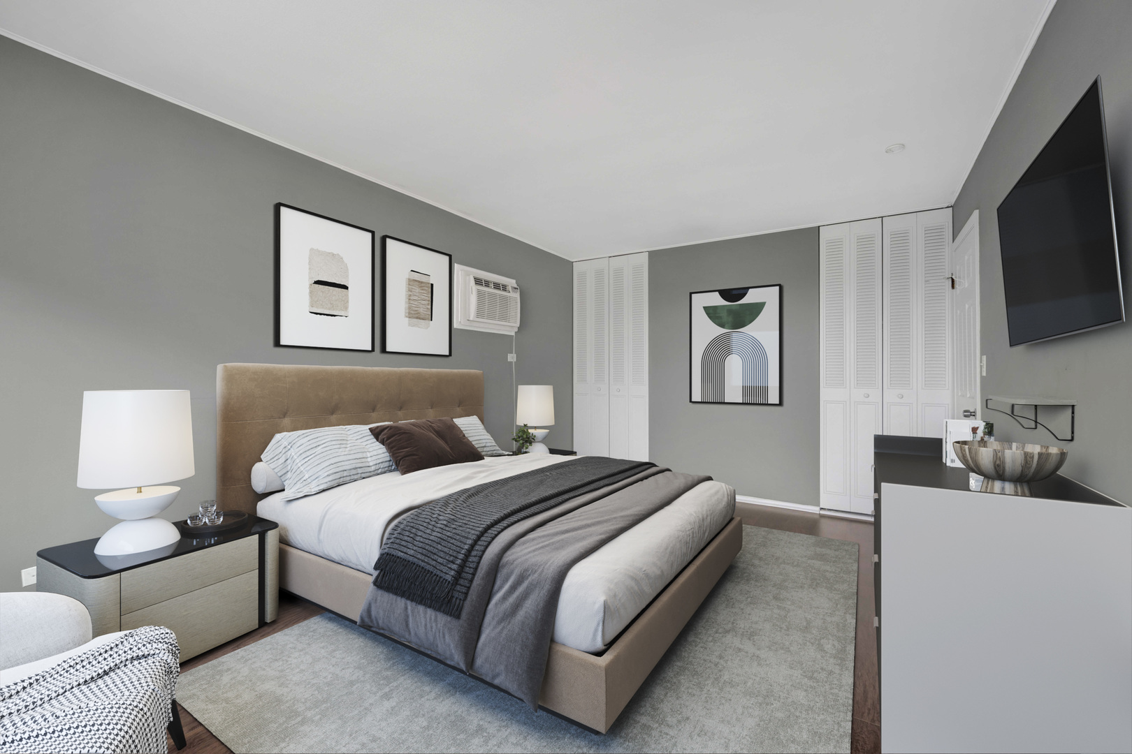 314 Lathrop Avenue, Unit 407 Forest Park, IL 60130 - Photo 15 of 27 a bedroom with a bed and a flat screen tv