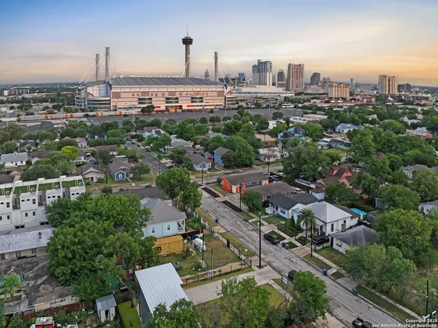 a view of a city with tall buildings