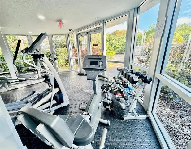 a view of a room with gym equipment
