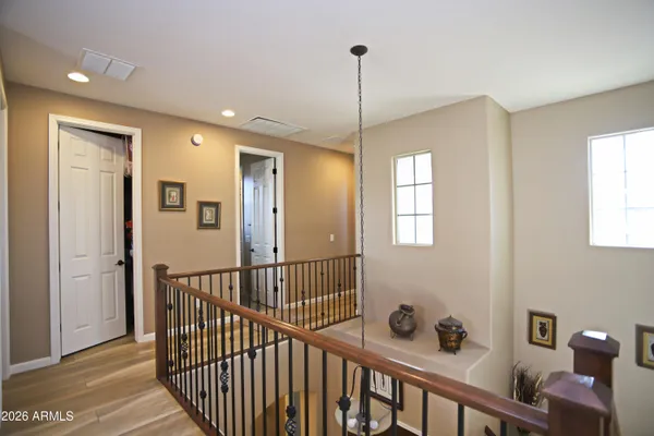 a view of a park with large trees