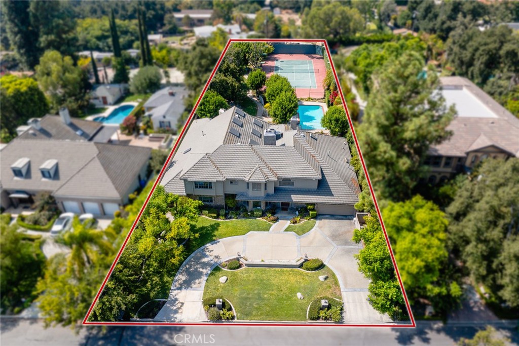 1531 Rodeo Road Arcadia, CA 91006 - Photo 32 of 34 an aerial view of a house with a garden statue