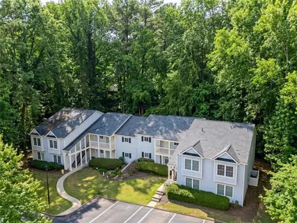 an aerial view of a house