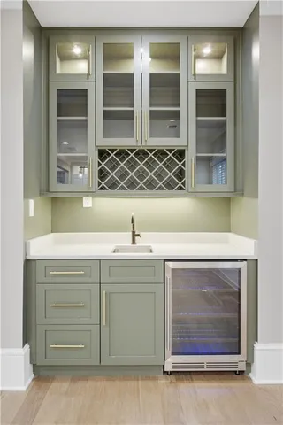 a view of an empty room with a fireplace