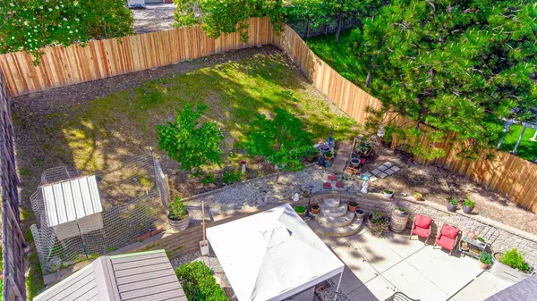 a view of yard from deck