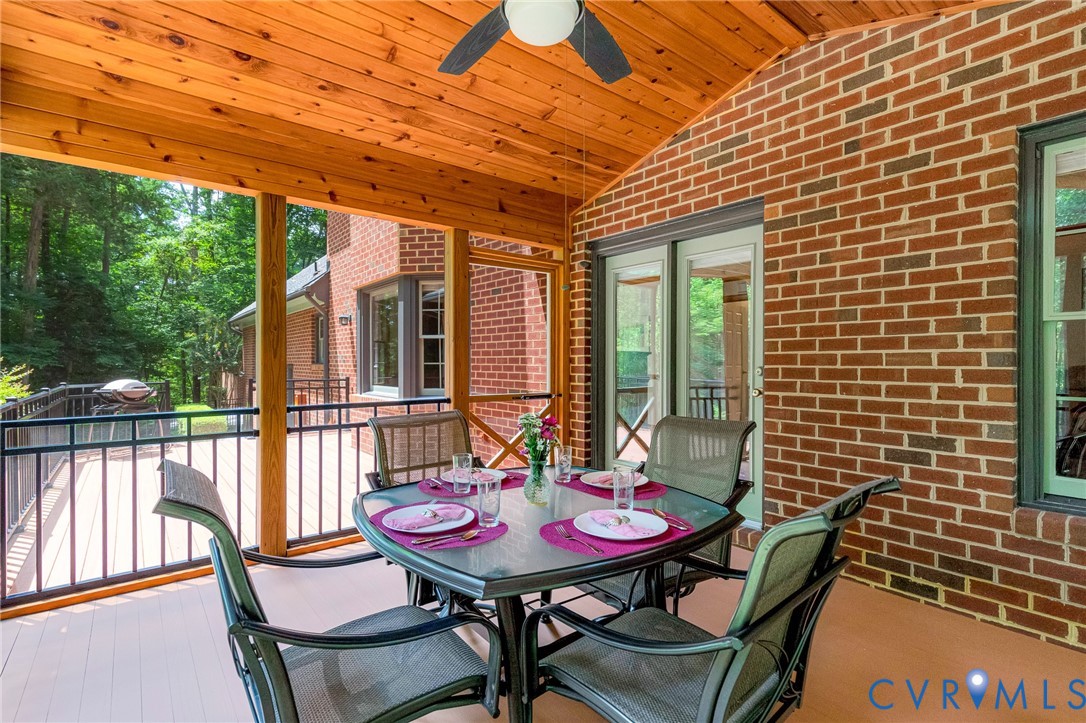 11494 Riveredge Road Doswell, VA 23047 - Photo 31 of 50 Cedar ceiling, marine fan, & Jerith aluminum raili