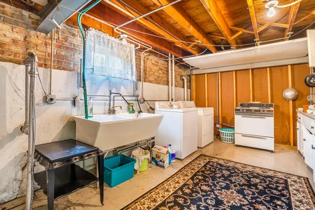 a living room with a couch and a table