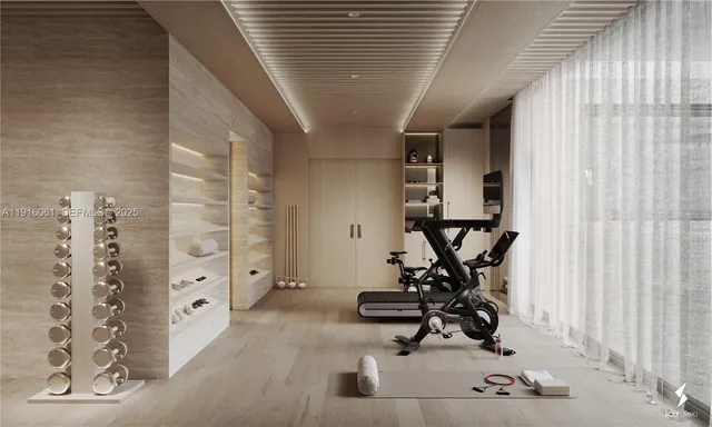 a view of a room with gym equipment