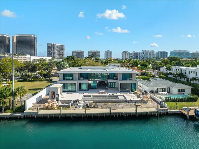 a view of a lake with a city
