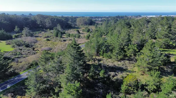 an aerial view of a houses with a yard