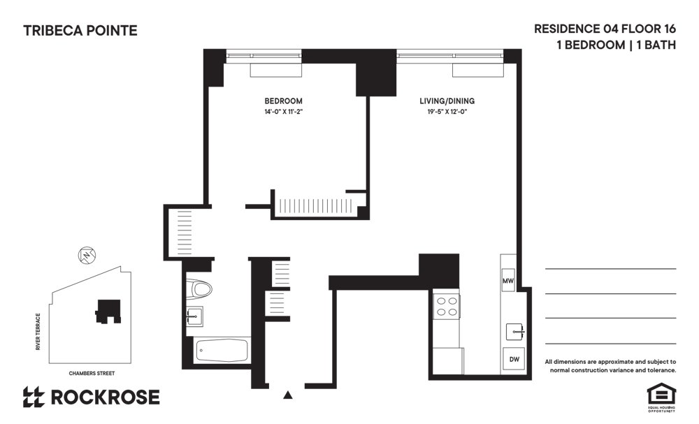41 River Terrace, Unit 1604 Manhattan, NY 10282 - Photo 2 of 2 a picture of a floor plan