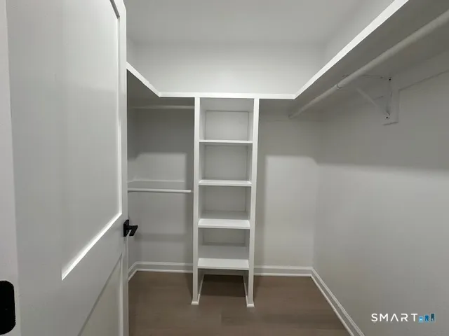 a view of an empty walk in closet