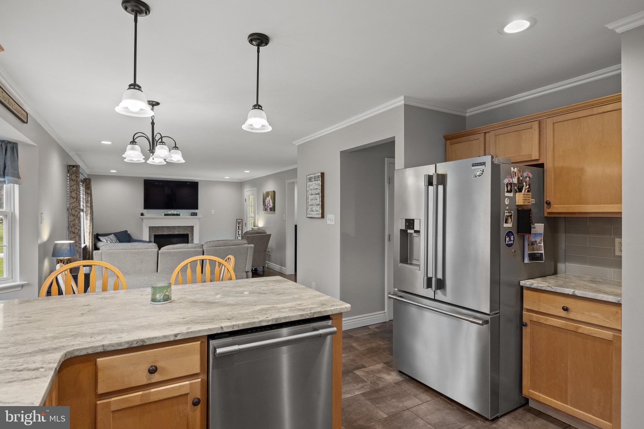 545 Lawrence Corner Road Pittsgrove, NJ 08318 - Photo 13 of 43 a kitchen with stainless steel appliances granite countertop a refrigerator a oven a sink and a refrigerator