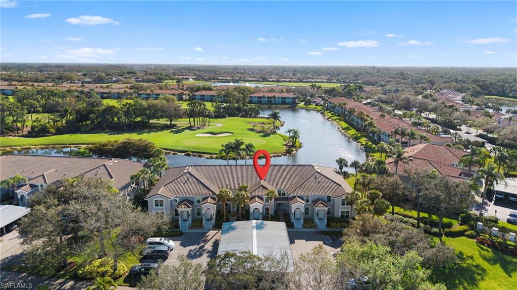 9231 Spring Run Boulevard, Unit 2109 Estero, FL 34135 - Photo 24 of 35 Aerial view from front of condo building - hole 6 green