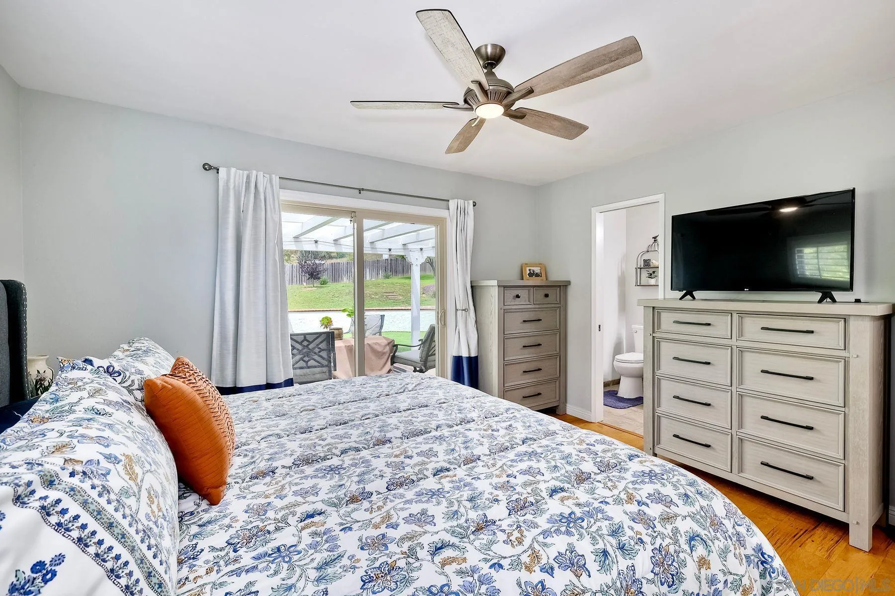 1915 Rockhoff Road Escondido, CA 92026 - Photo 20 of 43 a bedroom with a bed and a flat screen tv