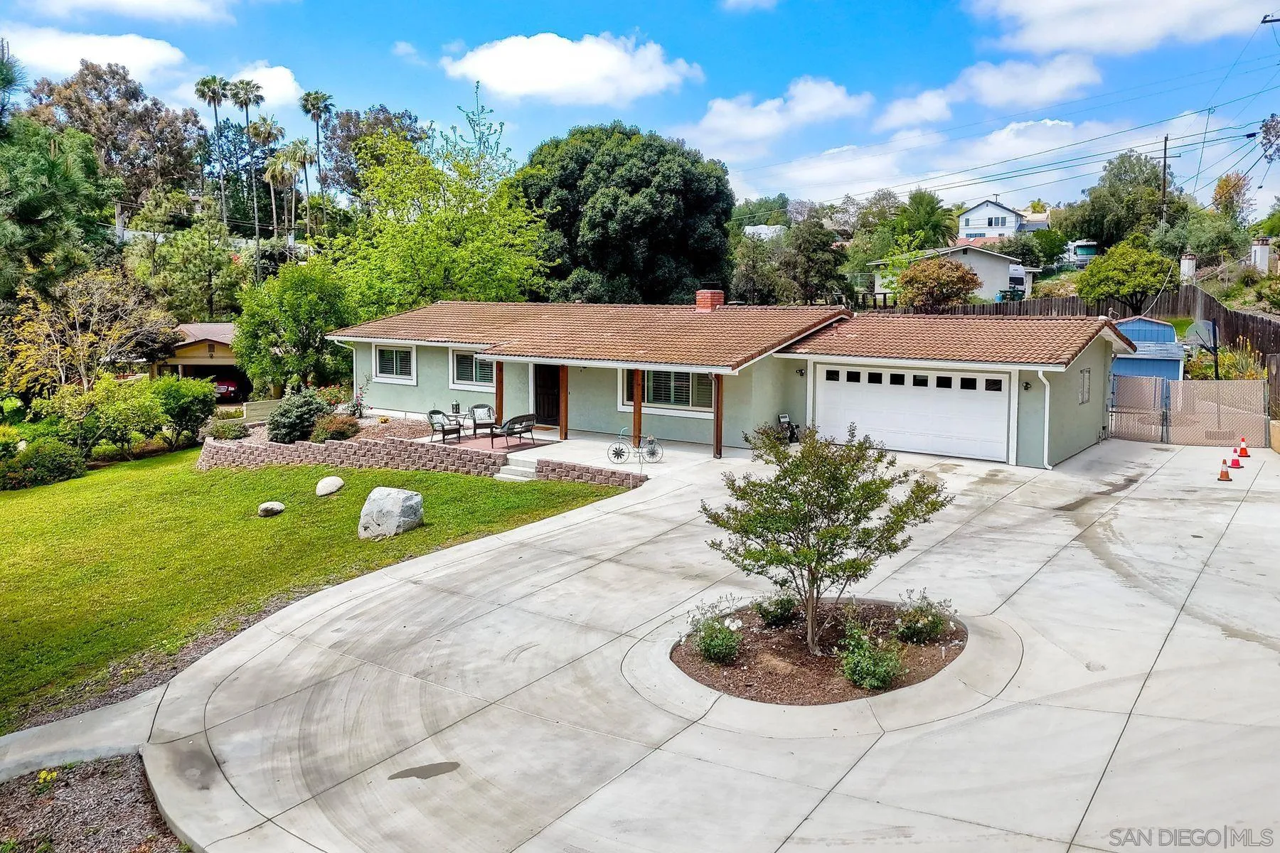 1915 Rockhoff Road Escondido, CA 92026 - Photo 2 of 43 a view of a white house with a swimming pool and a yard