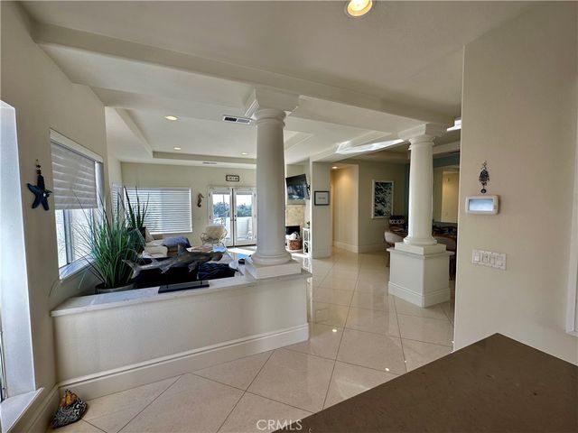 a lobby with furniture and entryway