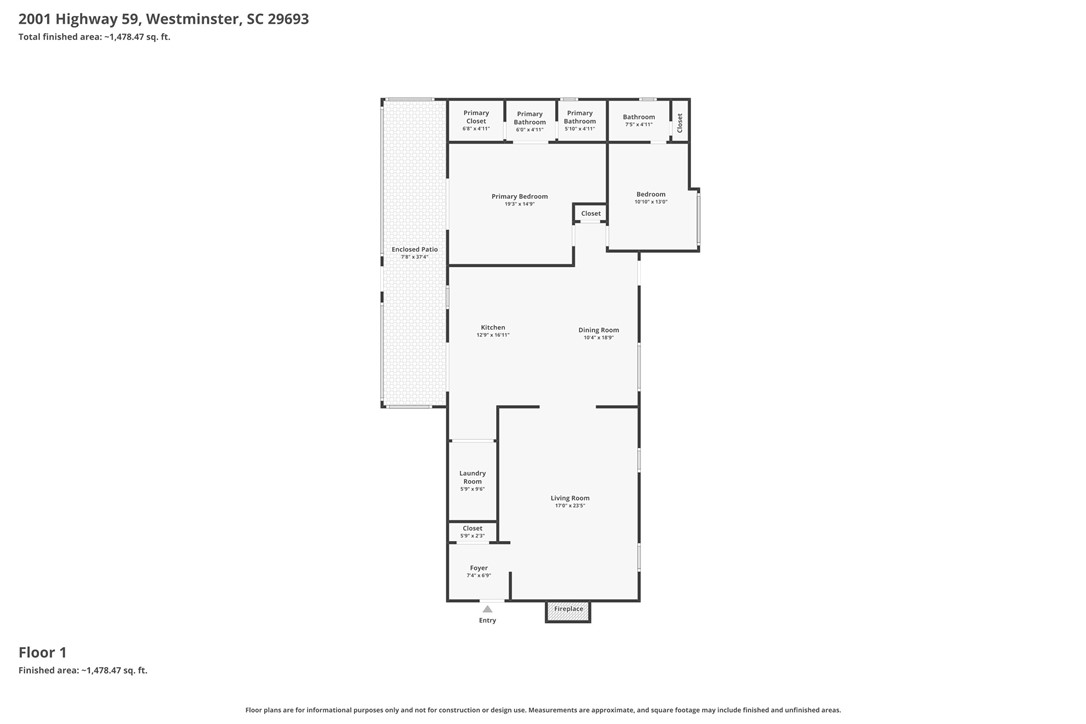 2001 Highway 59 Westminster, SC 29693 - Photo 38 of 38 Explore this thoughtfully laid out floor plan featuring defined living spaces and an enclosed patio.