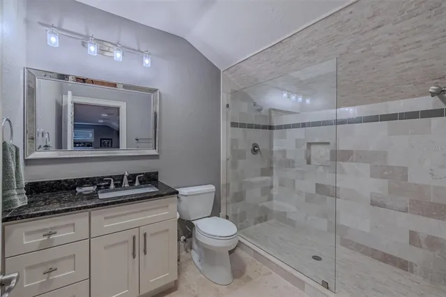 a view of a park with slide