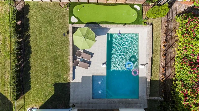 an aerial view of a house