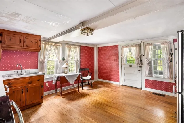 a workspace with furniture and window