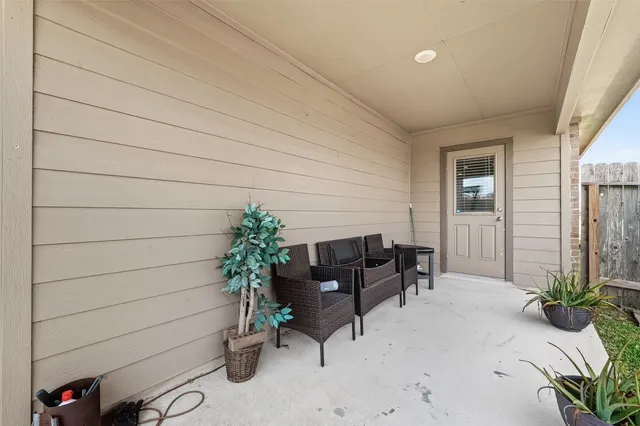 a potted plant sitting in front of a house