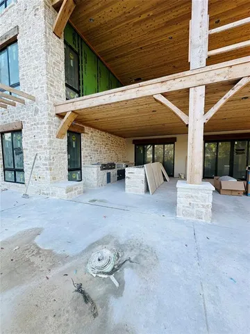 a view of swimming pool from a balcony