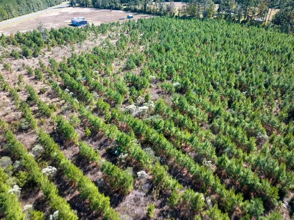a view of a field with an outdoor space