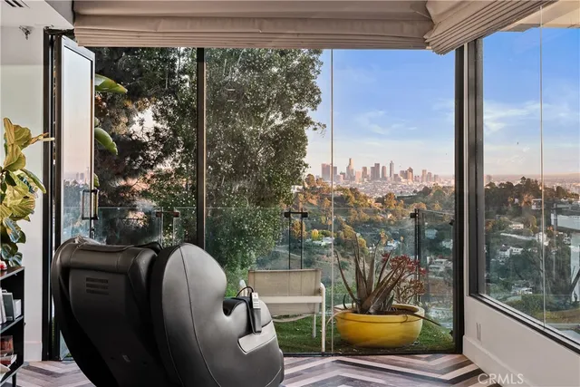 a room with a table and chairs