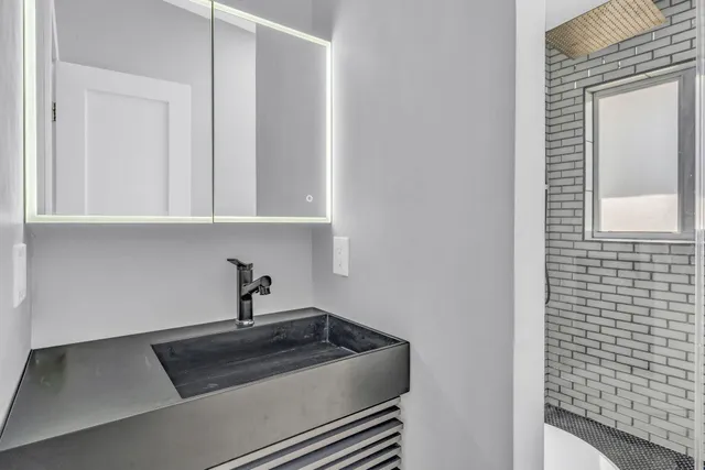 a close view of a sink in the kitchen