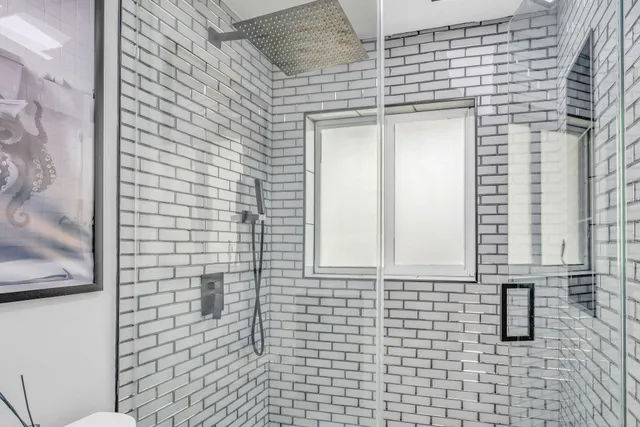 a bathroom with a shower