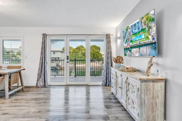 a view of kitchen with wooden floor