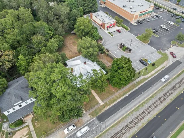 an aerial view of a house