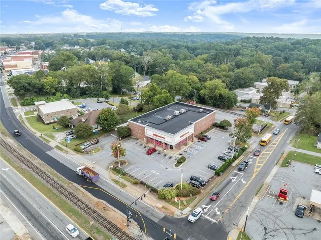 an aerial view of a city
