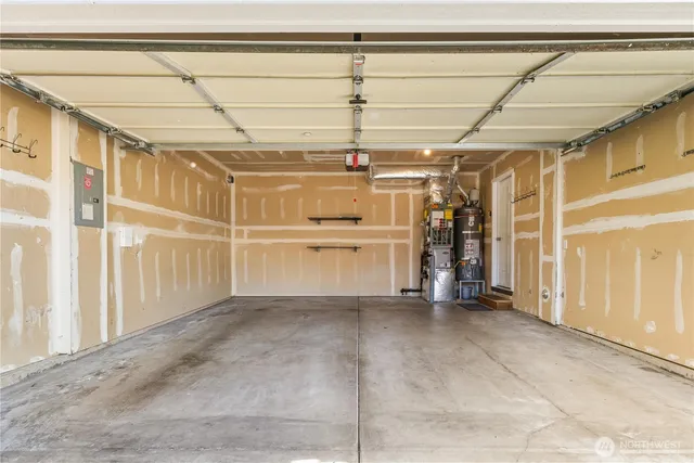 a view of a room with a garage